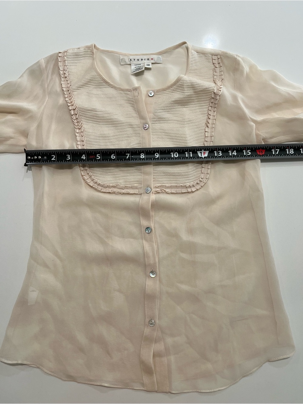STUDIO M • pleated beige silk blouse - Picture 7 of 8
